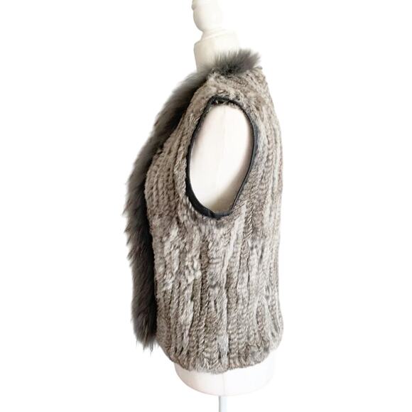 What Goes Around Comes Around Rabbit Fur Vest Small Grey - Picture 5 of 9